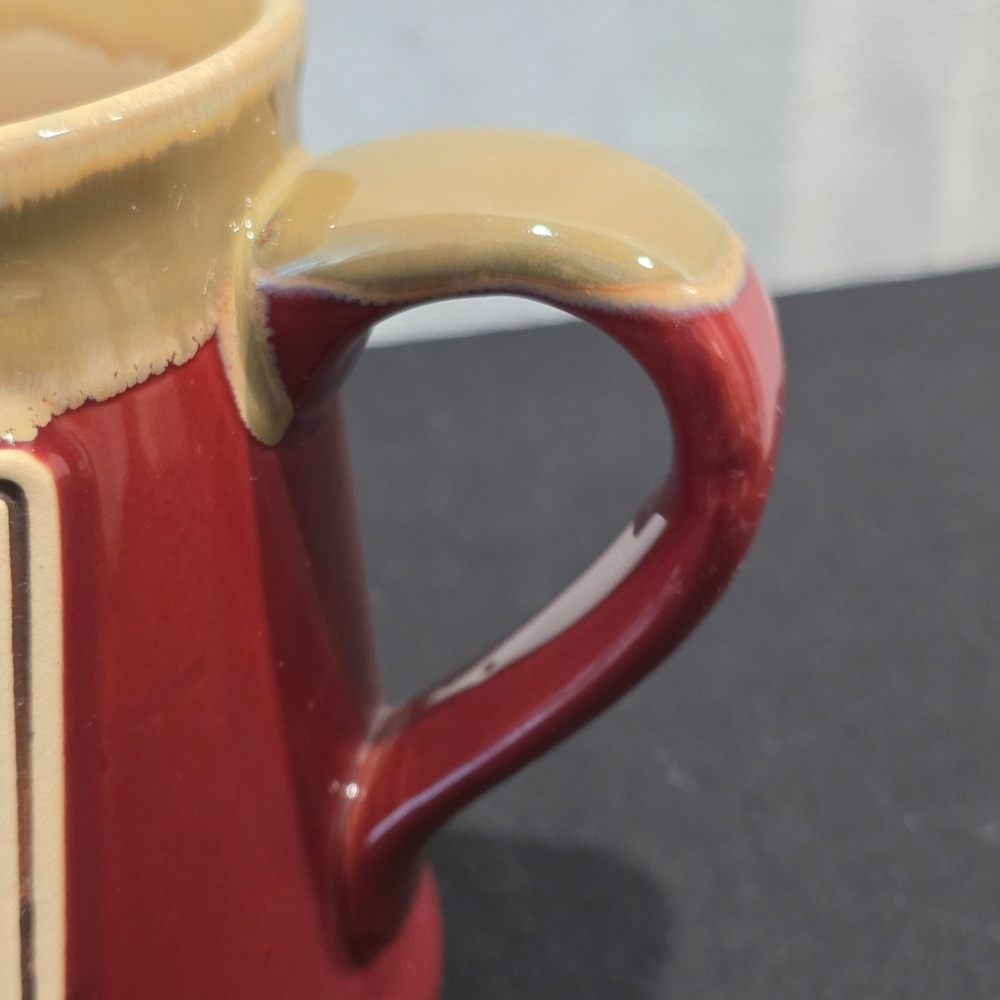 Cabelas Moose Relief Stoneware Coffee Mug Burgundy Red Tan 20oz Lodge 2018 - Picture 5 of 10